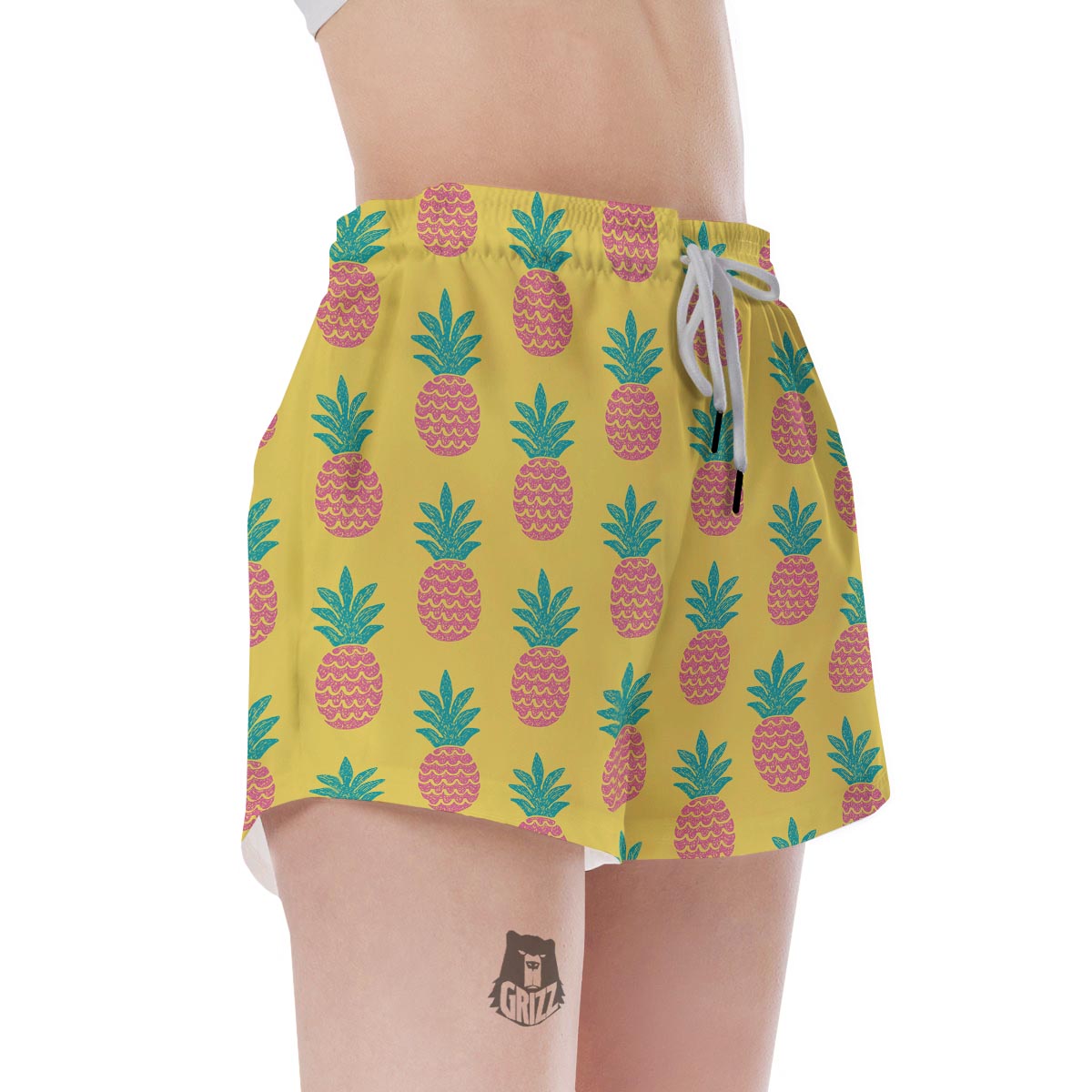 Yellow Pineapple Print Women's Shorts-grizzshop