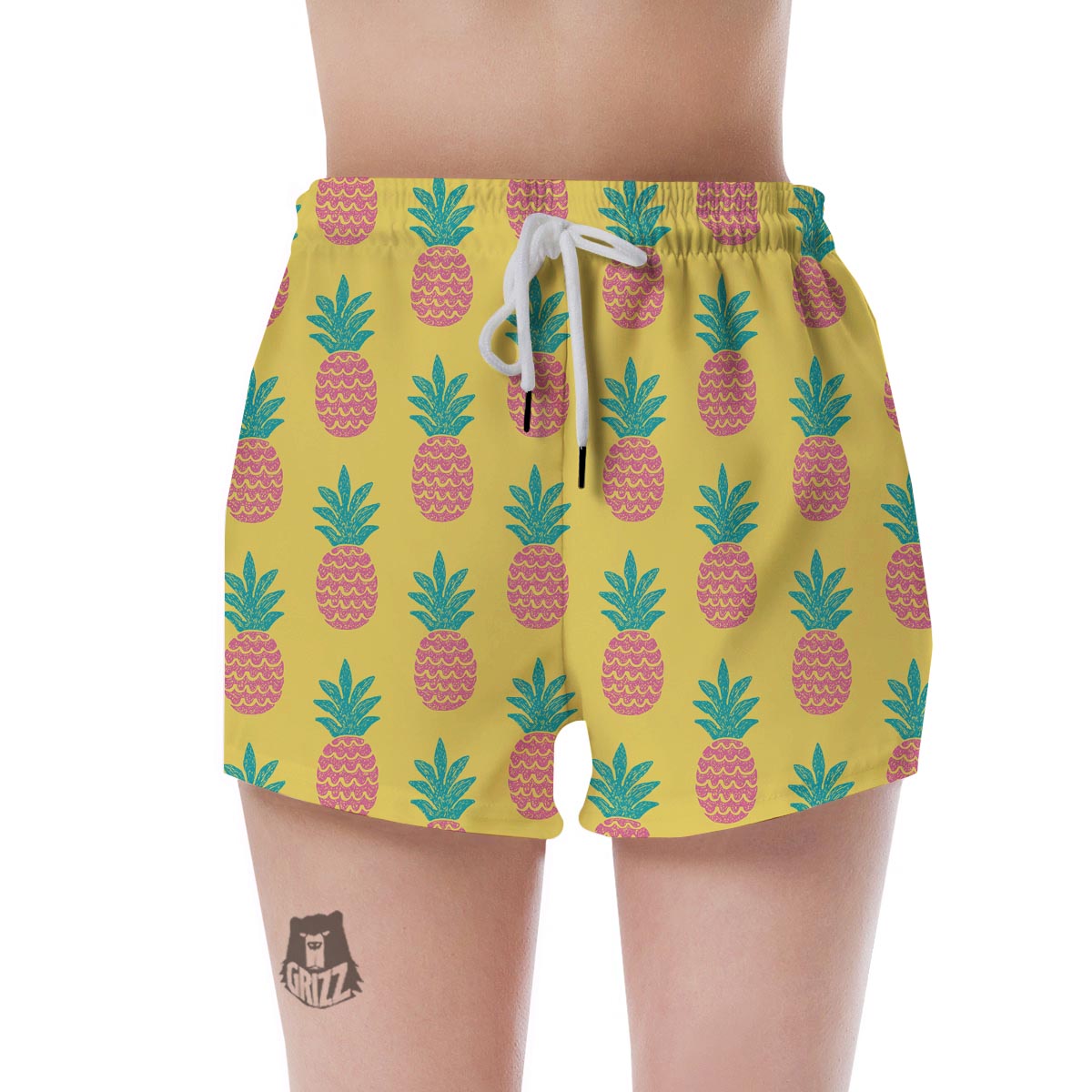 Yellow Pineapple Print Women's Shorts-grizzshop