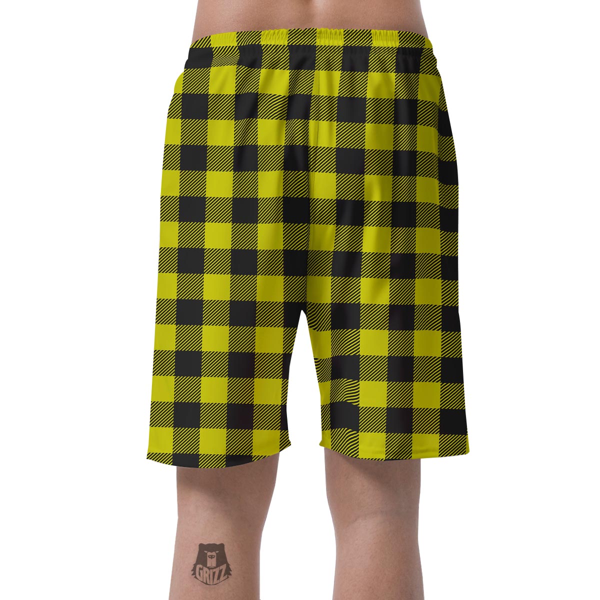 Yellow Plaid Men's Shorts-grizzshop