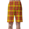 Yellow Plaid Tartan Men's Shorts-grizzshop