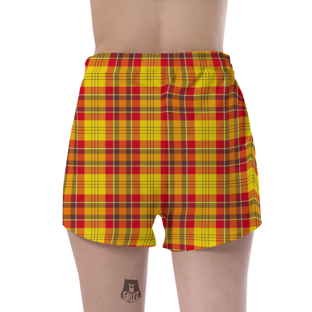 Yellow Plaid Tartan Women's Shorts-grizzshop