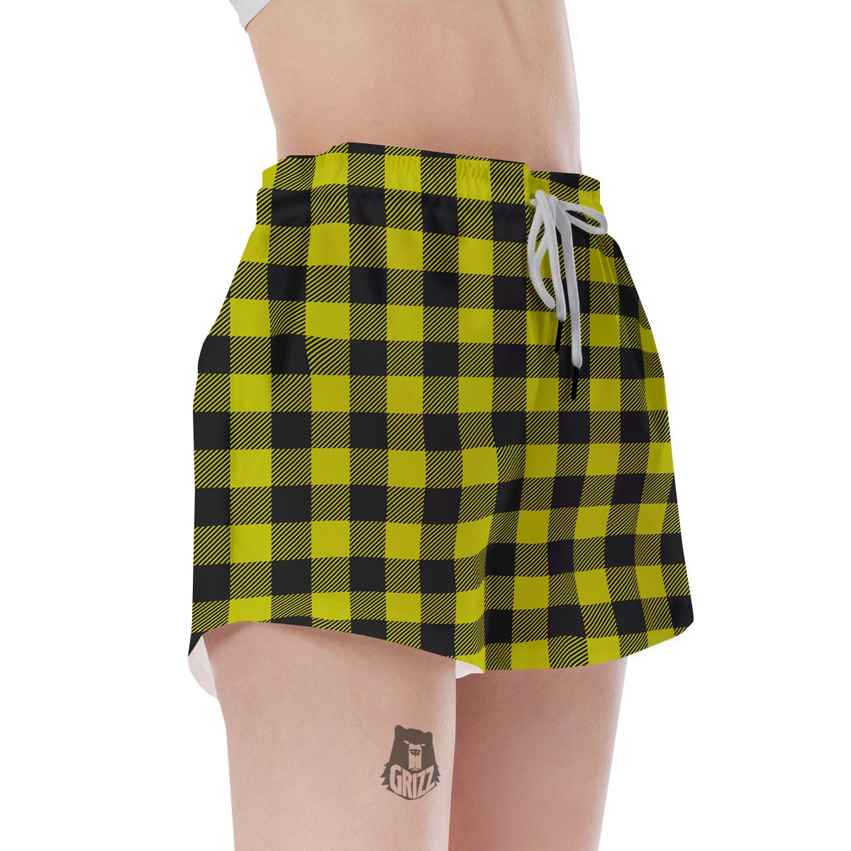 Yellow Plaid Women's Shorts-grizzshop