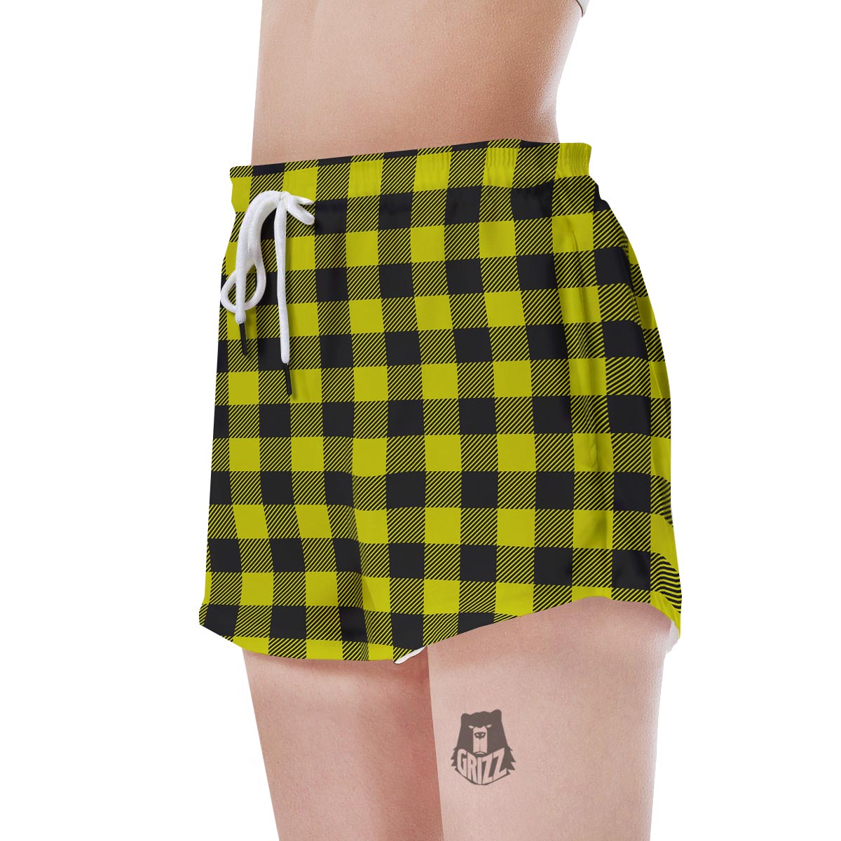 Yellow Plaid Women's Shorts-grizzshop