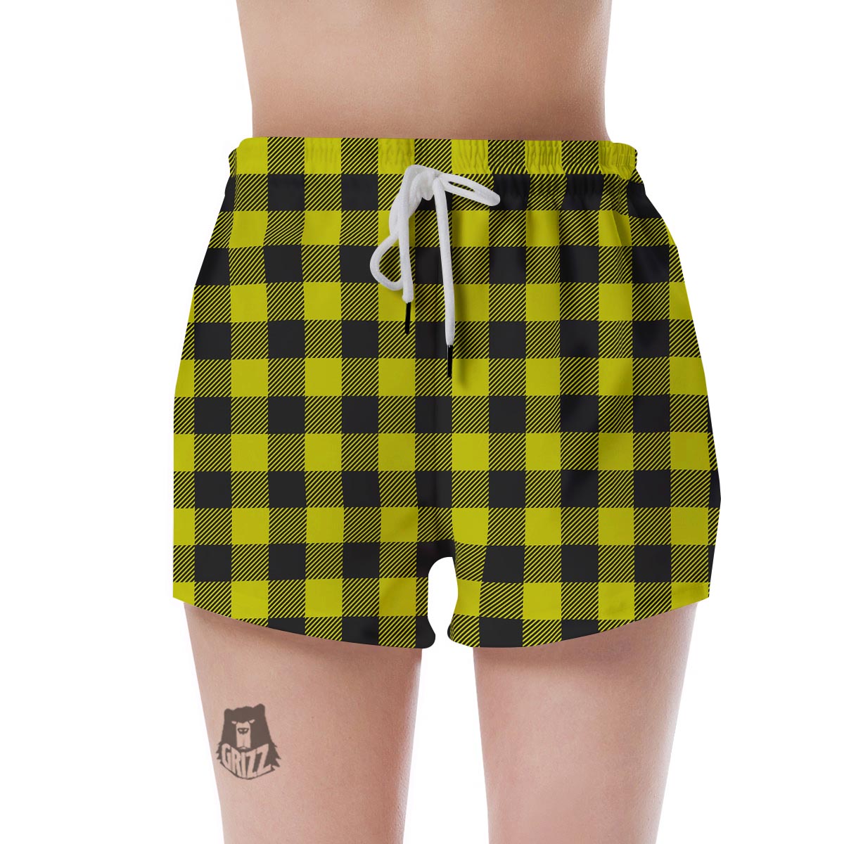 Yellow Plaid Women's Shorts-grizzshop