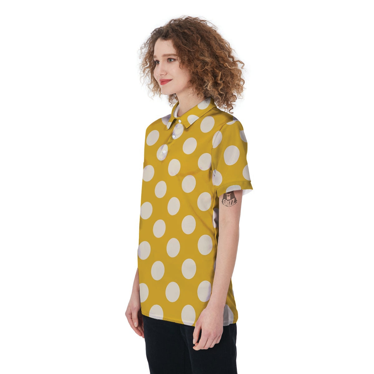Yellow Polka Dot Women's Golf Shirts-grizzshop