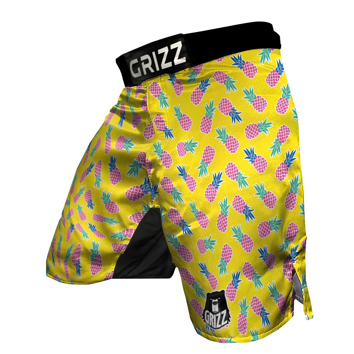 Yellow Purple Pineapple Print MMA Shorts-grizzshop