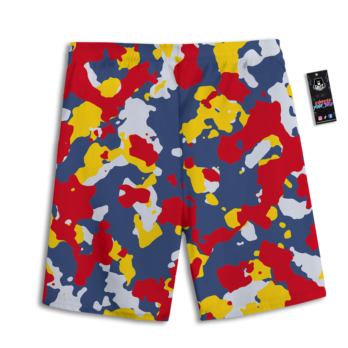 Yellow Red And Blue Camouflage Print Men's Athletic Shorts