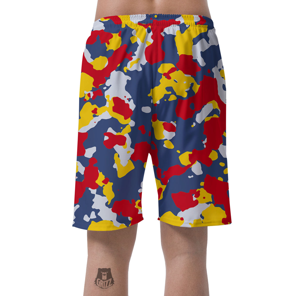 Yellow Red And Blue Camouflage Print Men's Shorts-grizzshop