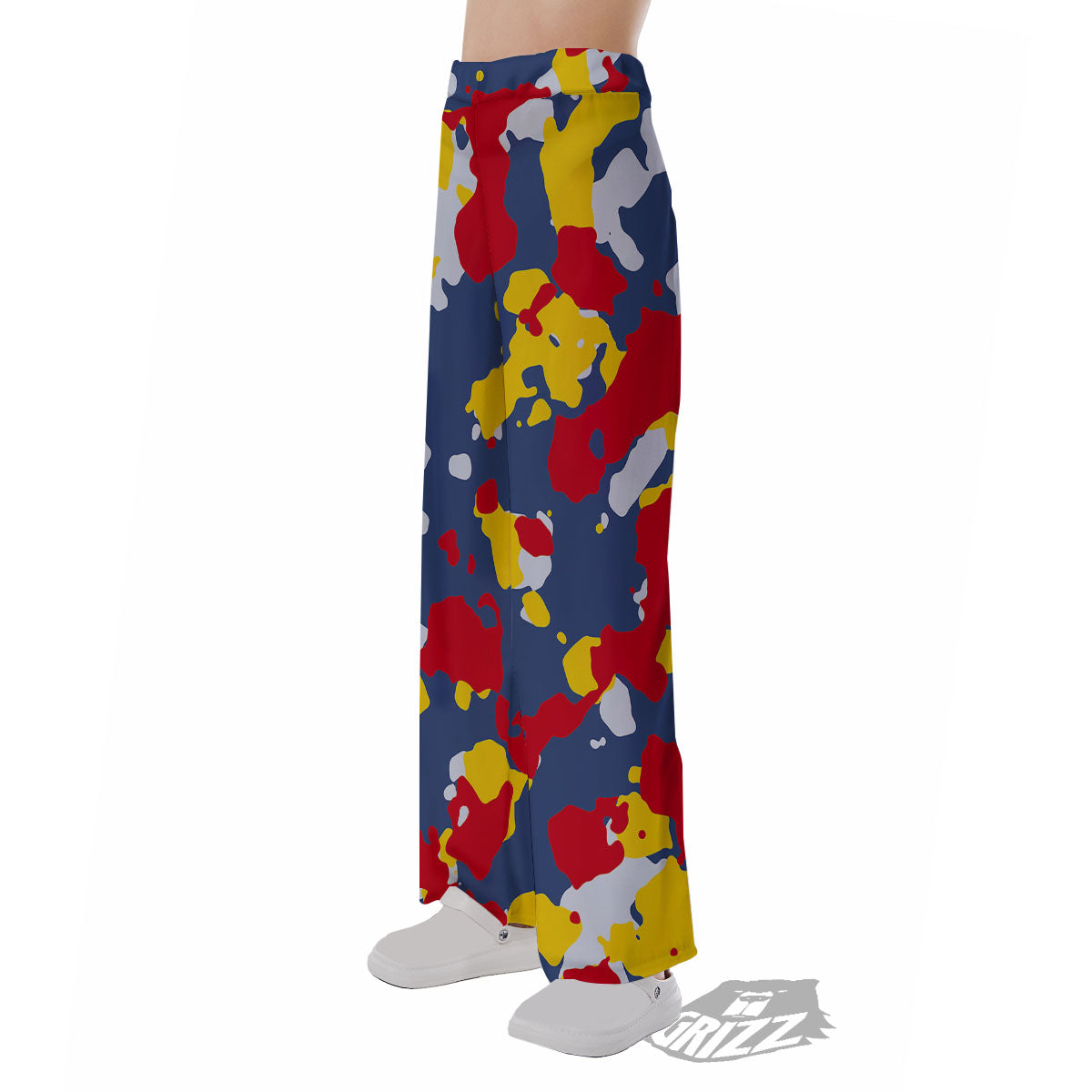 Yellow Red And Blue Camouflage Print Pajama Pants-grizzshop