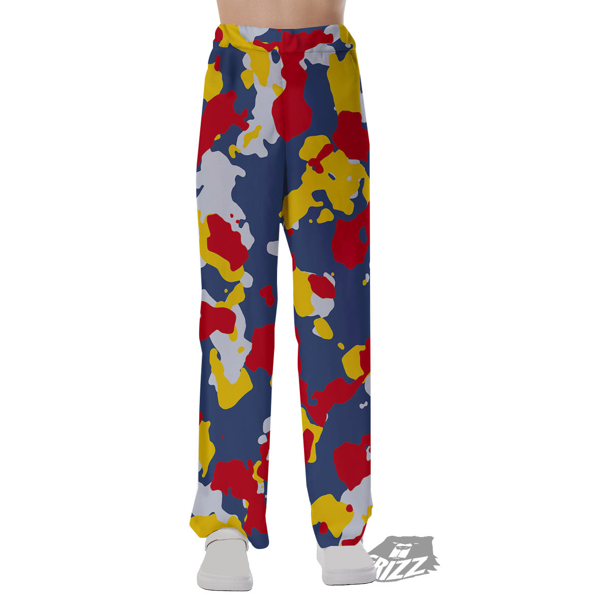 Yellow Red And Blue Camouflage Print Pajama Pants-grizzshop