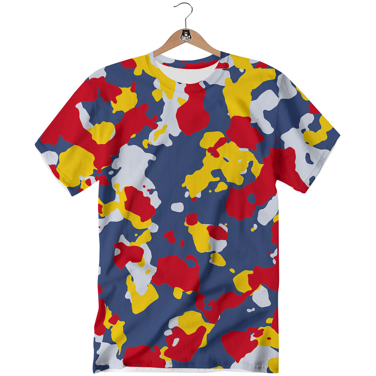 Yellow Red And Blue Camouflage Print T-Shirt-grizzshop