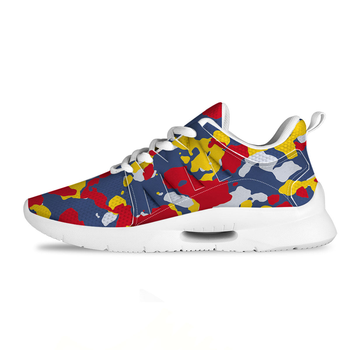Yellow Red And Blue Camouflage Print Tennis Shoes-grizzshop