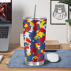 Yellow Red And Blue Camouflage Print Tumbler-grizzshop