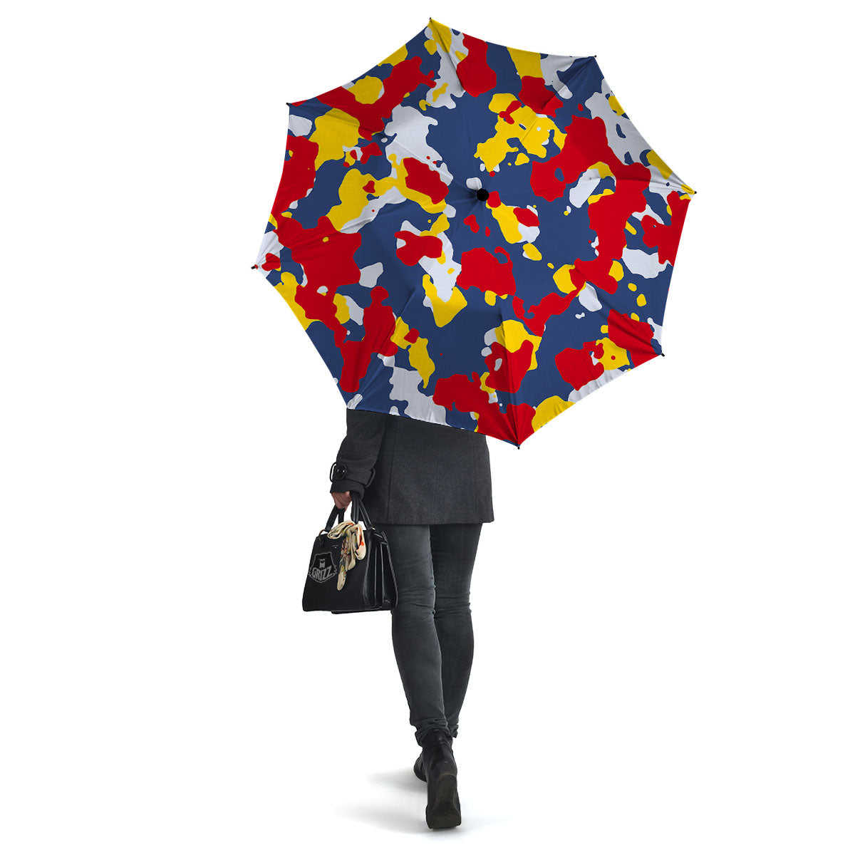 Yellow Red And Blue Camouflage Print Umbrella-grizzshop
