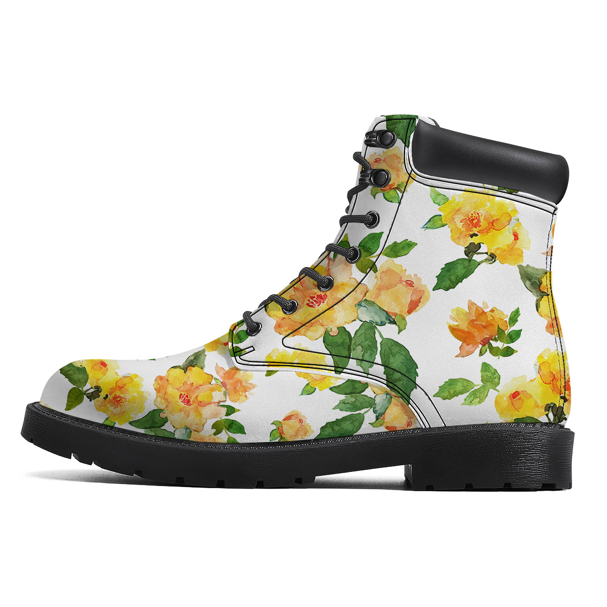 Yellow Rose Watercolor Print Pattern Boots-grizzshop