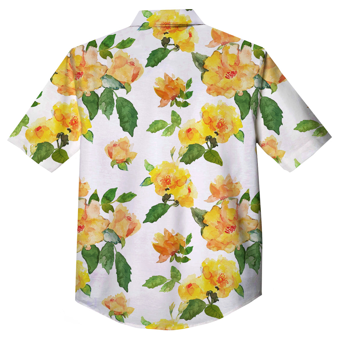 Yellow Rose Watercolor Print Pattern Button Up Shirt-grizzshop