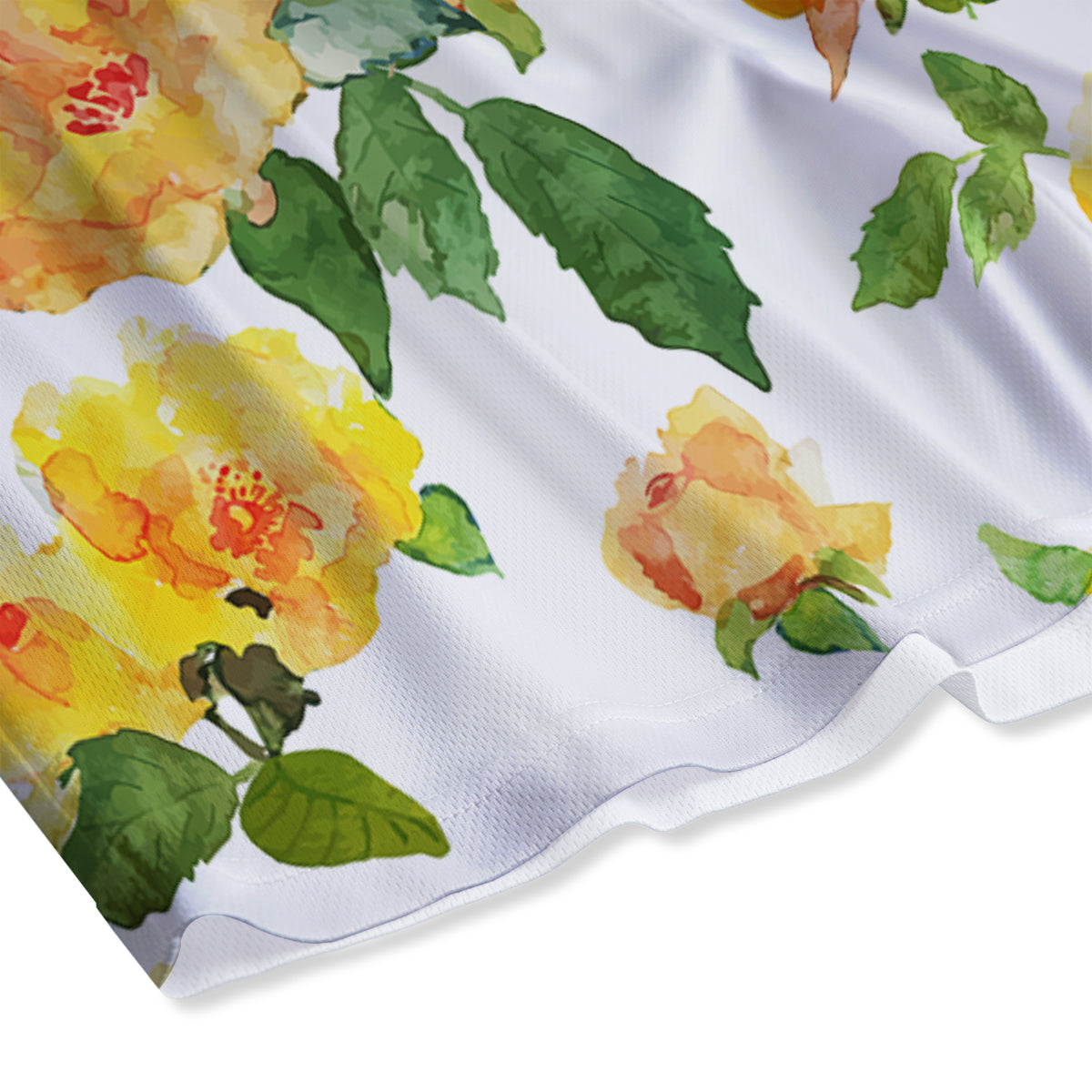 Yellow Rose Watercolor Print Pattern Mesh Shorts