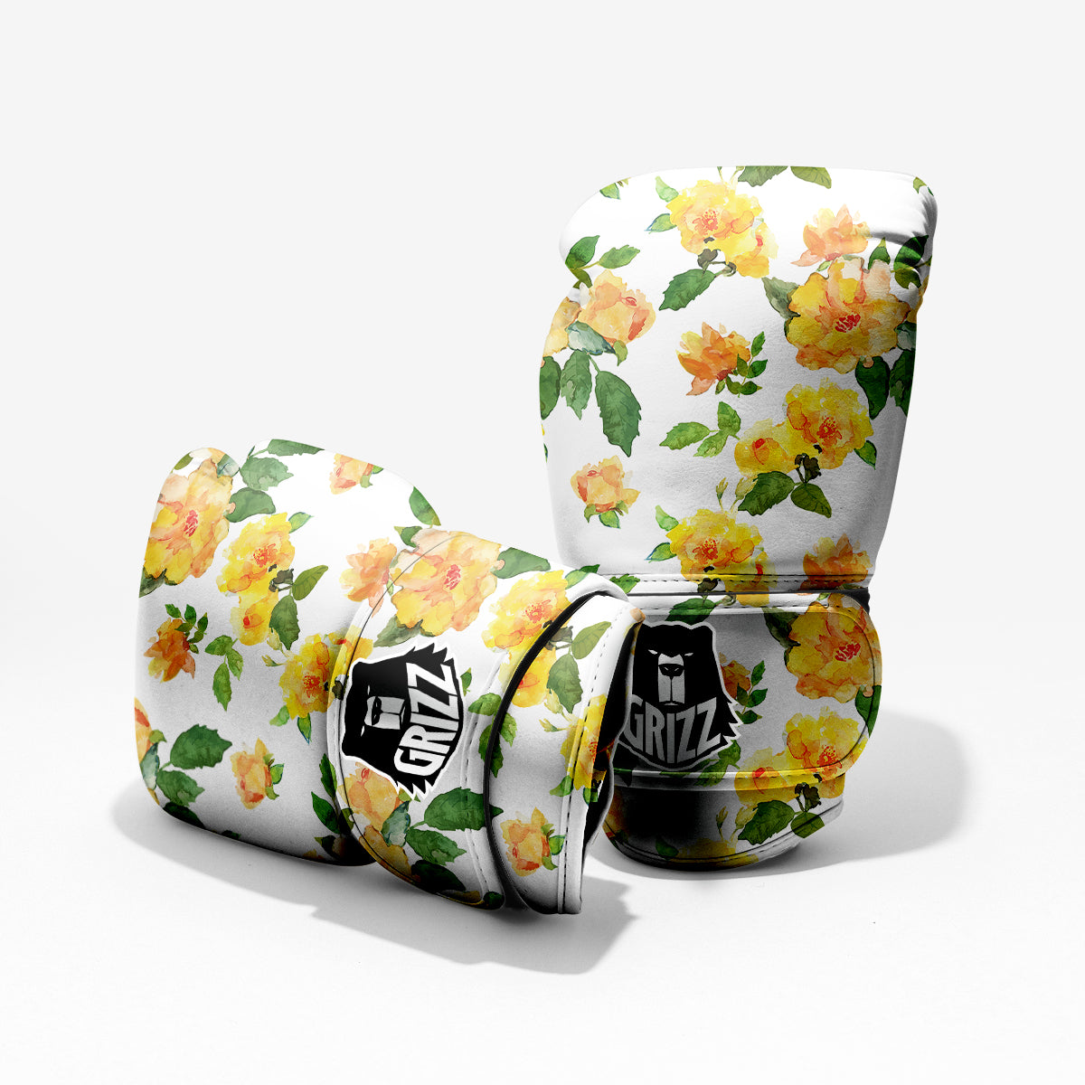 Yellow Rose Watercolor Print Pattern Pro Boxing Glove