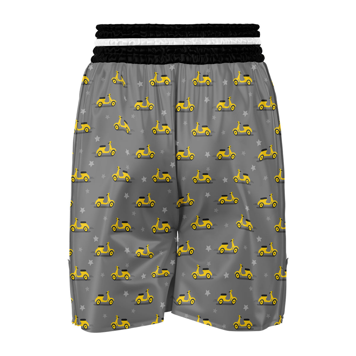Yellow Scooter On Grey Print Pattern Boxing Shorts-grizzshop