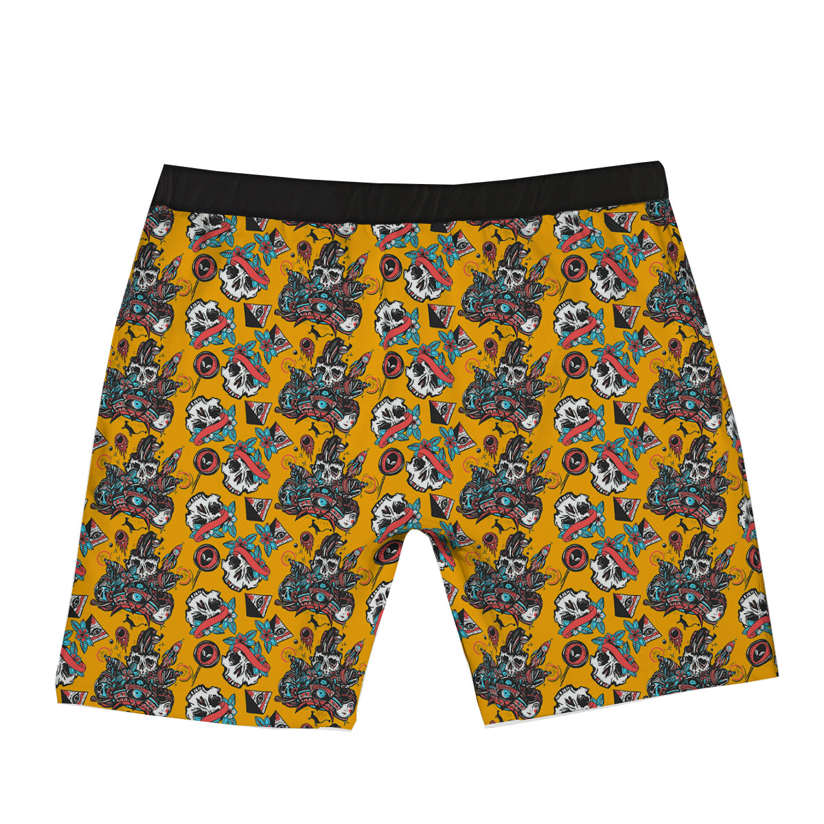 Yellow Skull Old School Tattoo Print Pattern Boxer Briefs-grizzshop