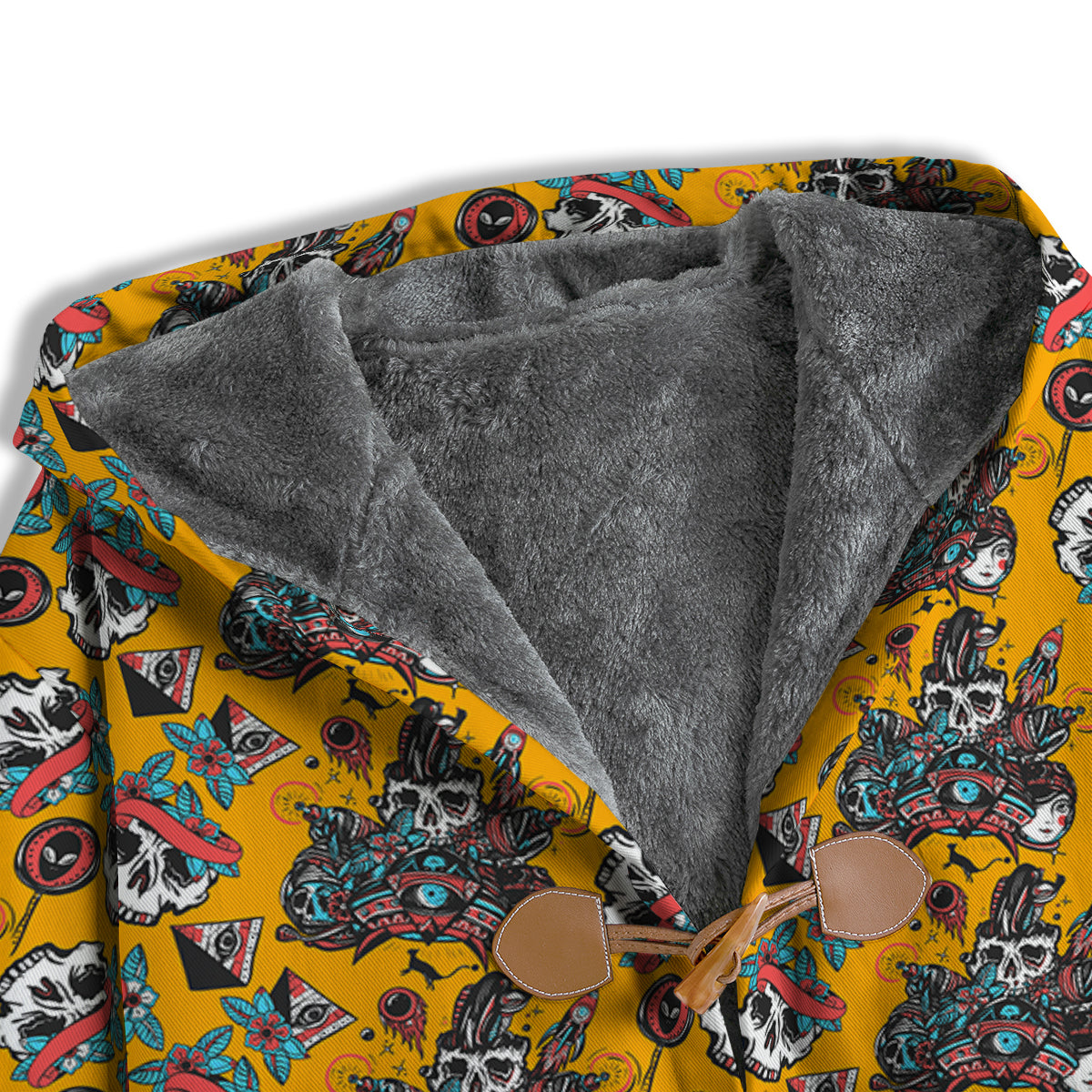 Yellow Skull Old School Tattoo Print Pattern Men's Windbreaker Jacket-grizzshop