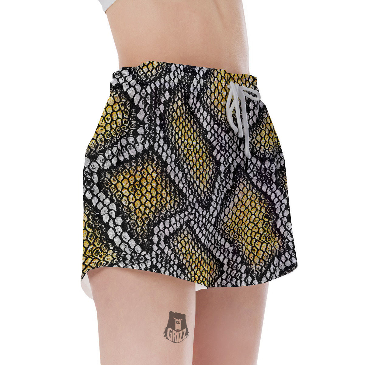 Yellow Snakeskin print Women's Shorts-grizzshop