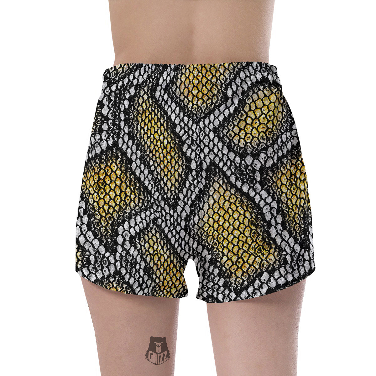 Yellow Snakeskin print Women's Shorts-grizzshop