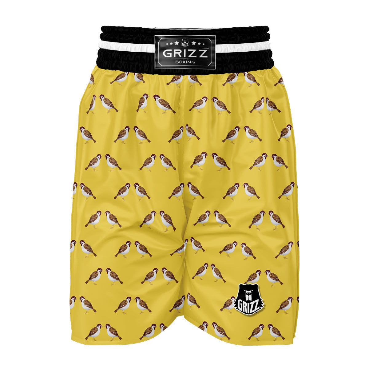Yellow Sparrow Print Pattern Boxing Shorts-grizzshop