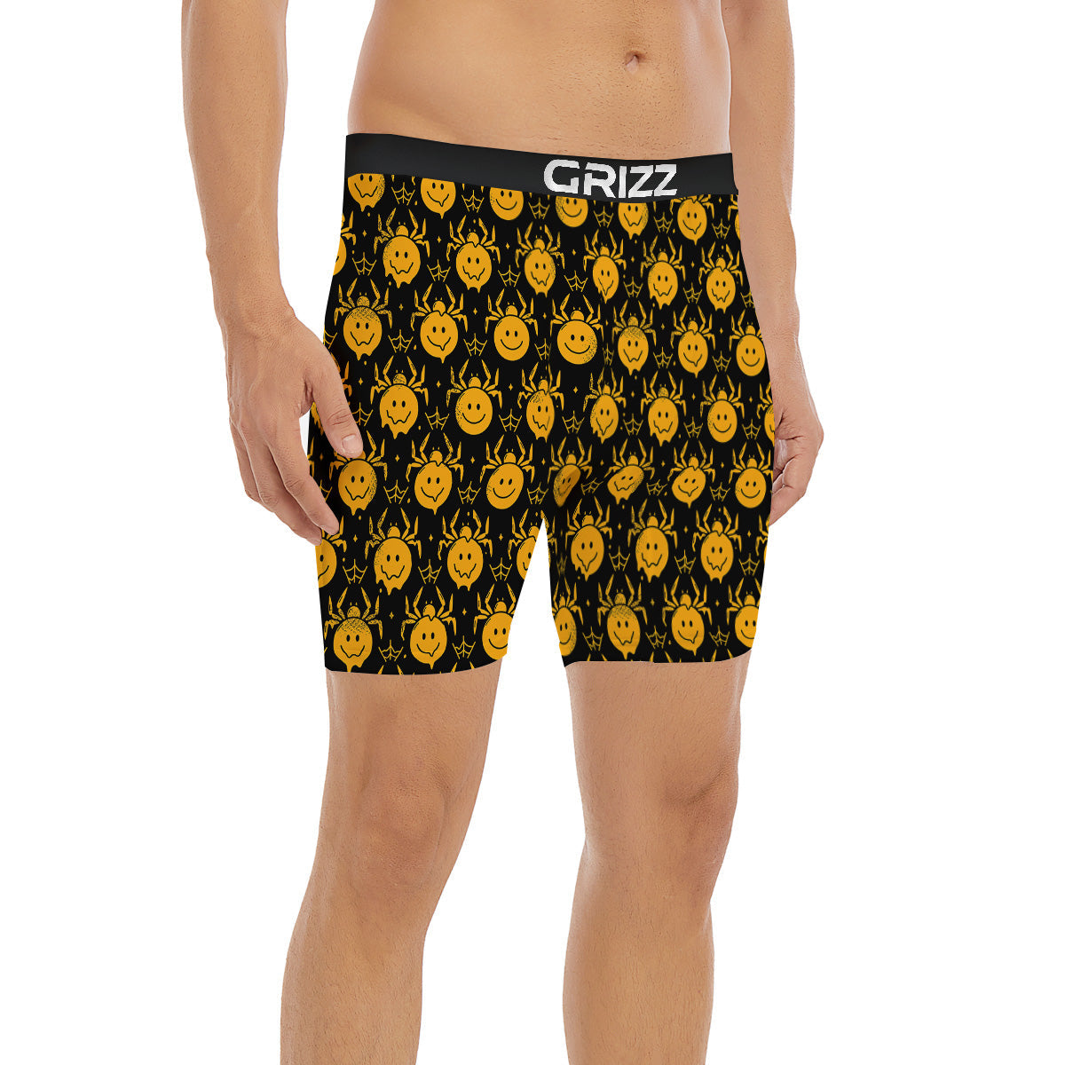 Yellow Spider Psychedelic Melt Print Pattern Boxer Briefs-grizzshop