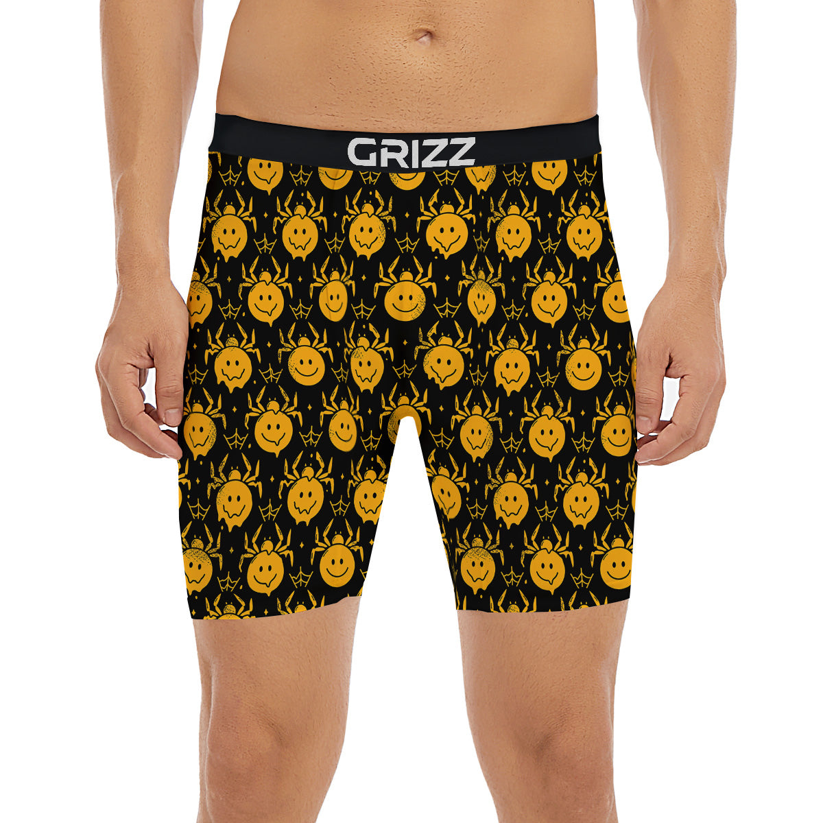 Yellow Spider Psychedelic Melt Print Pattern Boxer Briefs-grizzshop
