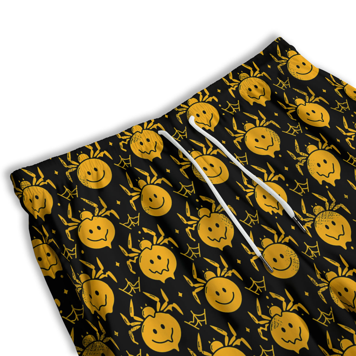 Yellow Spider Psychedelic Melt Print Pattern Men's Athletic Shorts