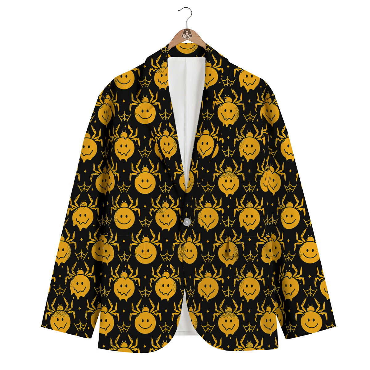Yellow Spider Psychedelic Melt Print Pattern Men's Blazer-grizzshop