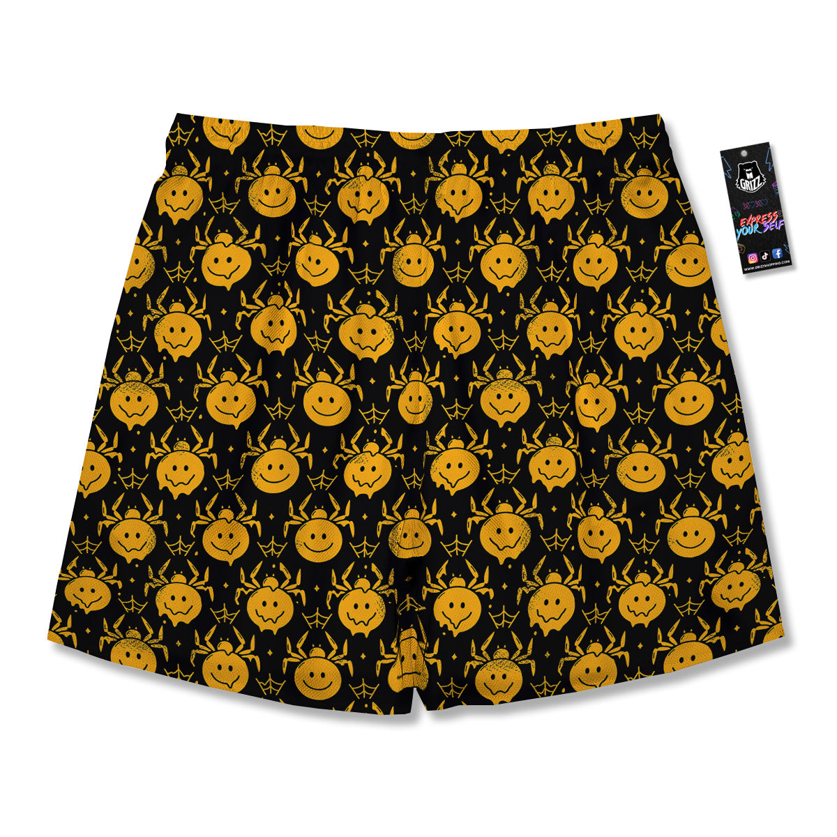 Yellow Spider Psychedelic Melt Print Pattern Men's Running Shorts-grizzshop