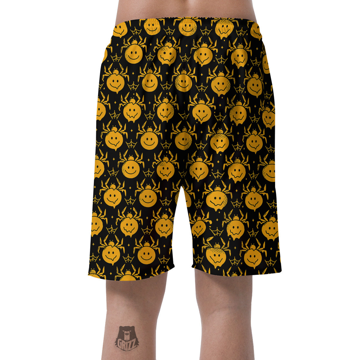 Yellow Spider Psychedelic Melt Print Pattern Men's Shorts-grizzshop