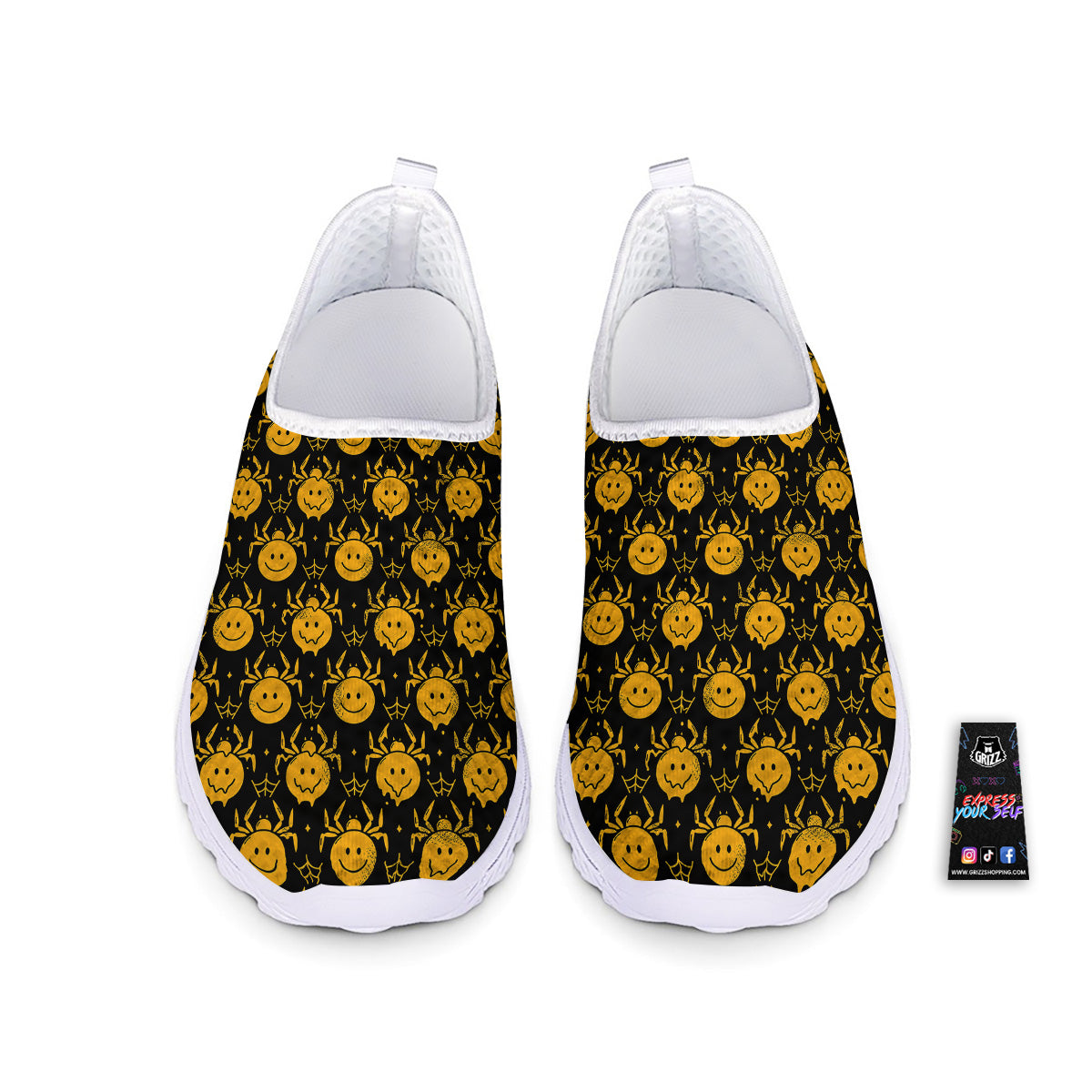 Yellow Spider Psychedelic Melt Print Pattern Nurse Shoes-grizzshop