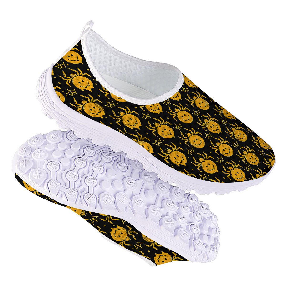 Yellow Spider Psychedelic Melt Print Pattern Nurse Shoes-grizzshop