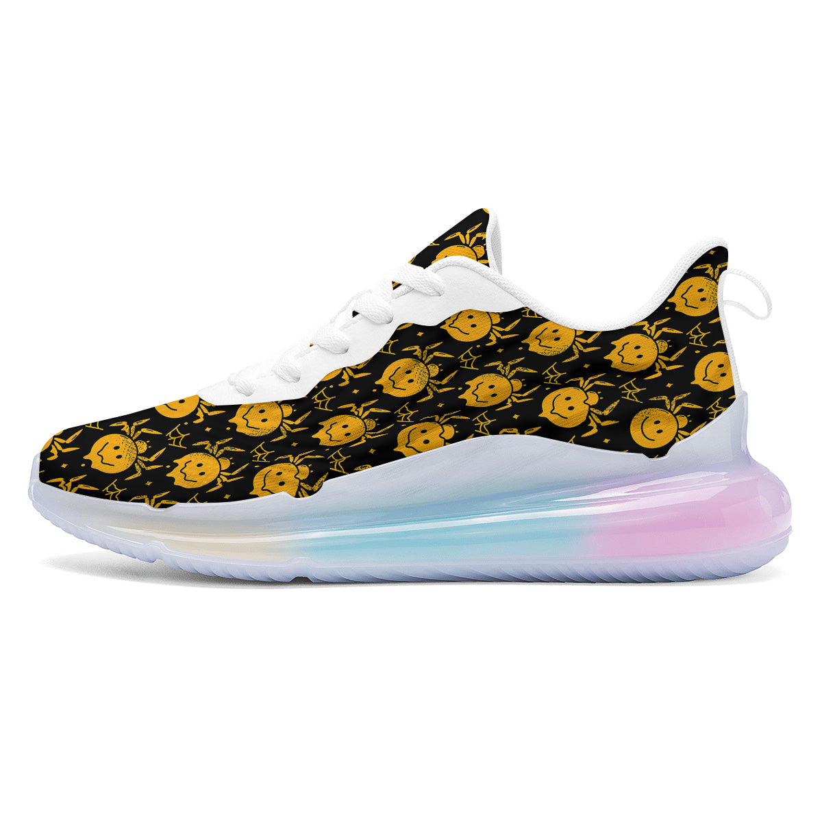 Yellow Spider Psychedelic Melt Print Pattern Running Sneakers-grizzshop