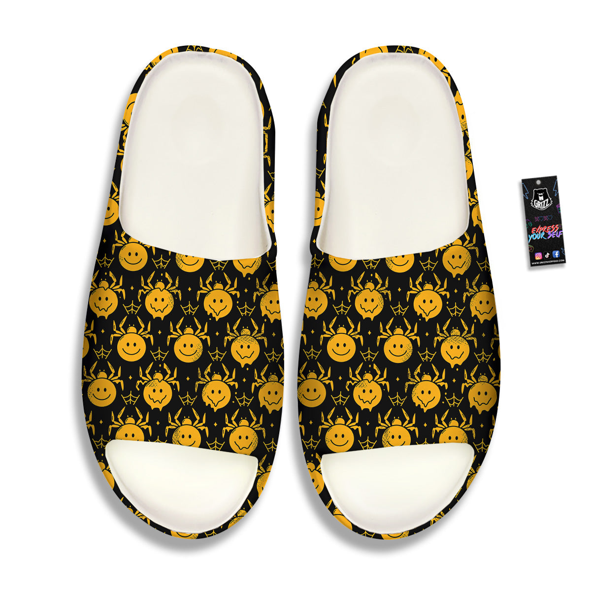 Yellow Spider Psychedelic Melt Print Pattern Sandals-grizzshop