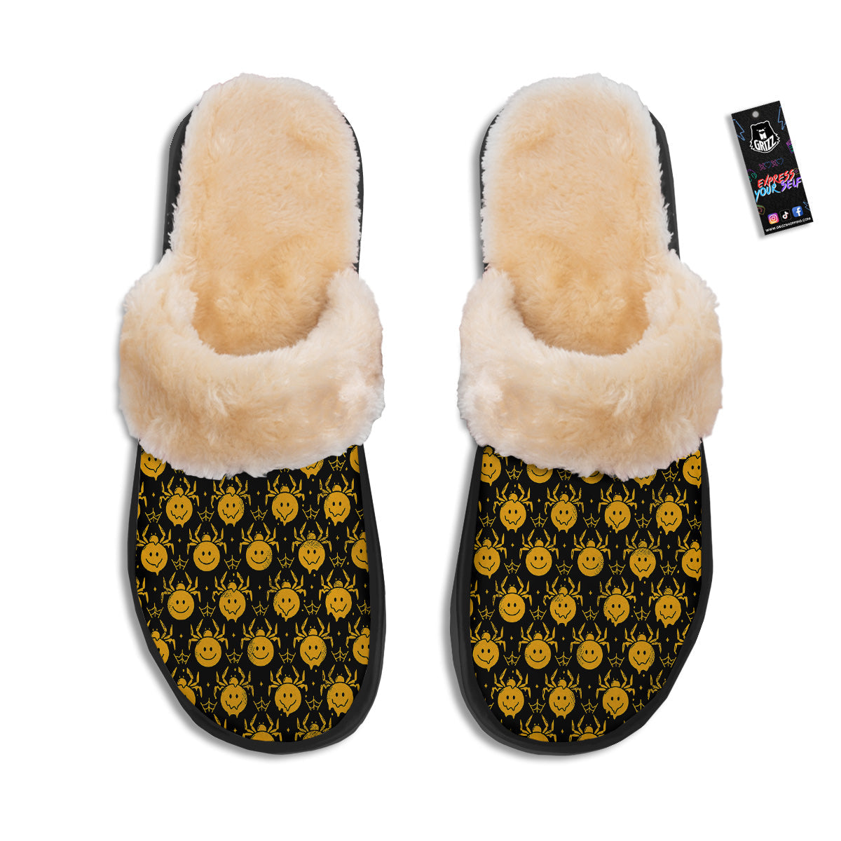 Yellow Spider Psychedelic Melt Print Pattern Slippers-grizzshop