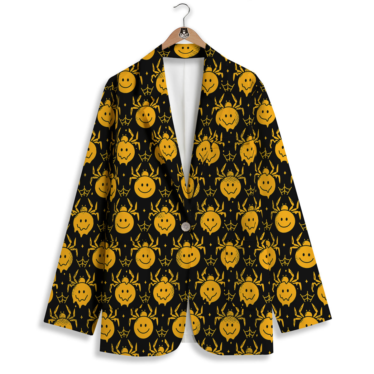 Yellow Spider Psychedelic Melt Print Pattern Women's Blazer-grizzshop