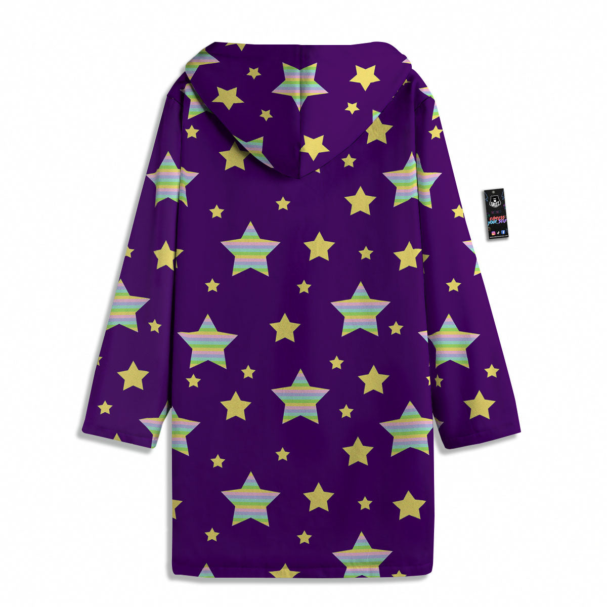 Yellow Stars Purple Print Pattern Men's Windbreaker Jacket-grizzshop