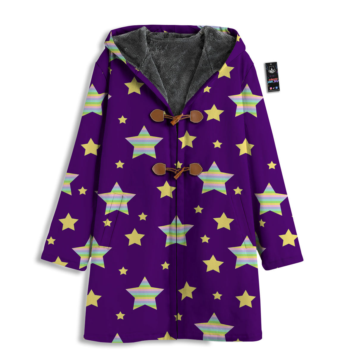 Yellow Stars Purple Print Pattern Men's Windbreaker Jacket-grizzshop