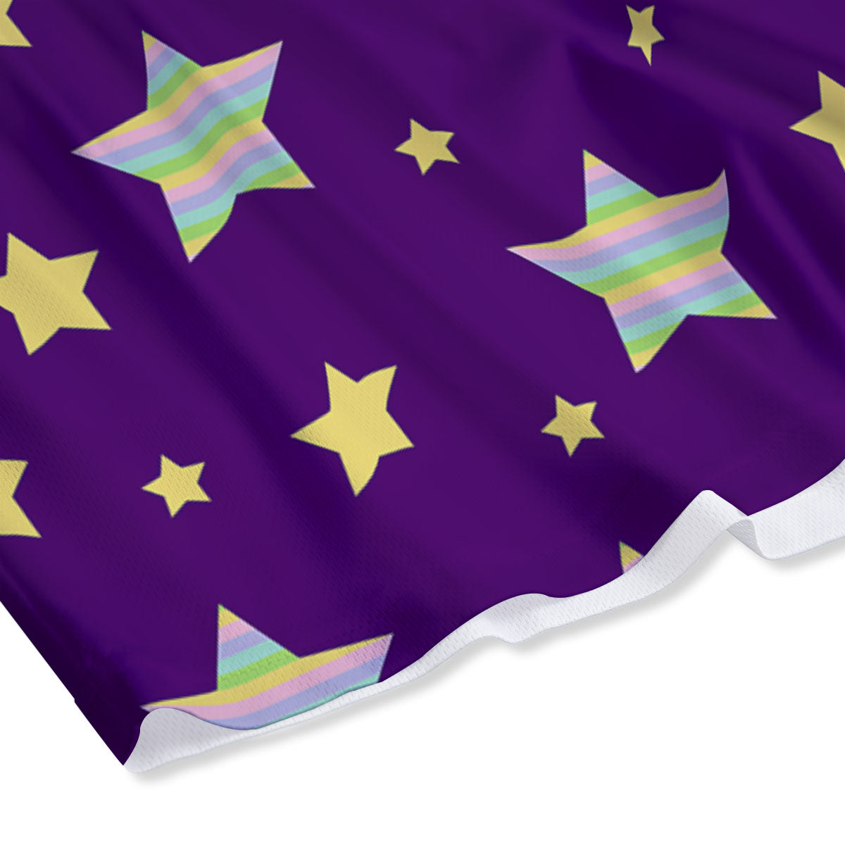 Yellow Stars Purple Print Pattern Mesh Shorts