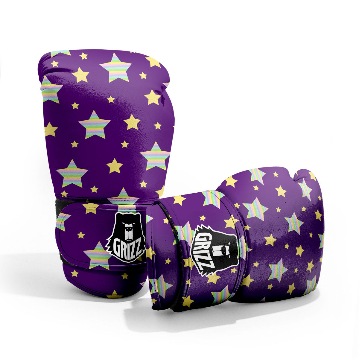 Yellow Stars Purple Print Pattern Pro Boxing Glove