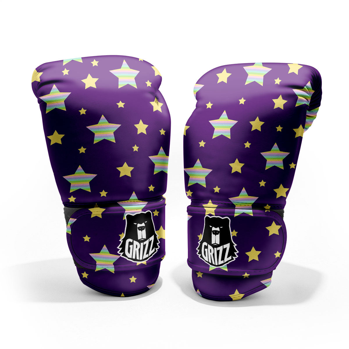 Yellow Stars Purple Print Pattern Pro Boxing Glove