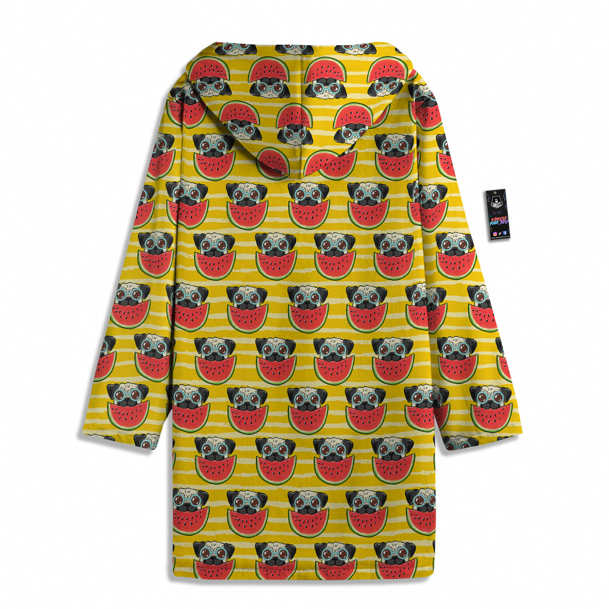 Yellow Striped Pug Dog Print Pattern Men's Windbreaker Jacket-grizzshop