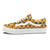 Yellow Striped Pug Dog Print Pattern Skate Shoes-grizzshop