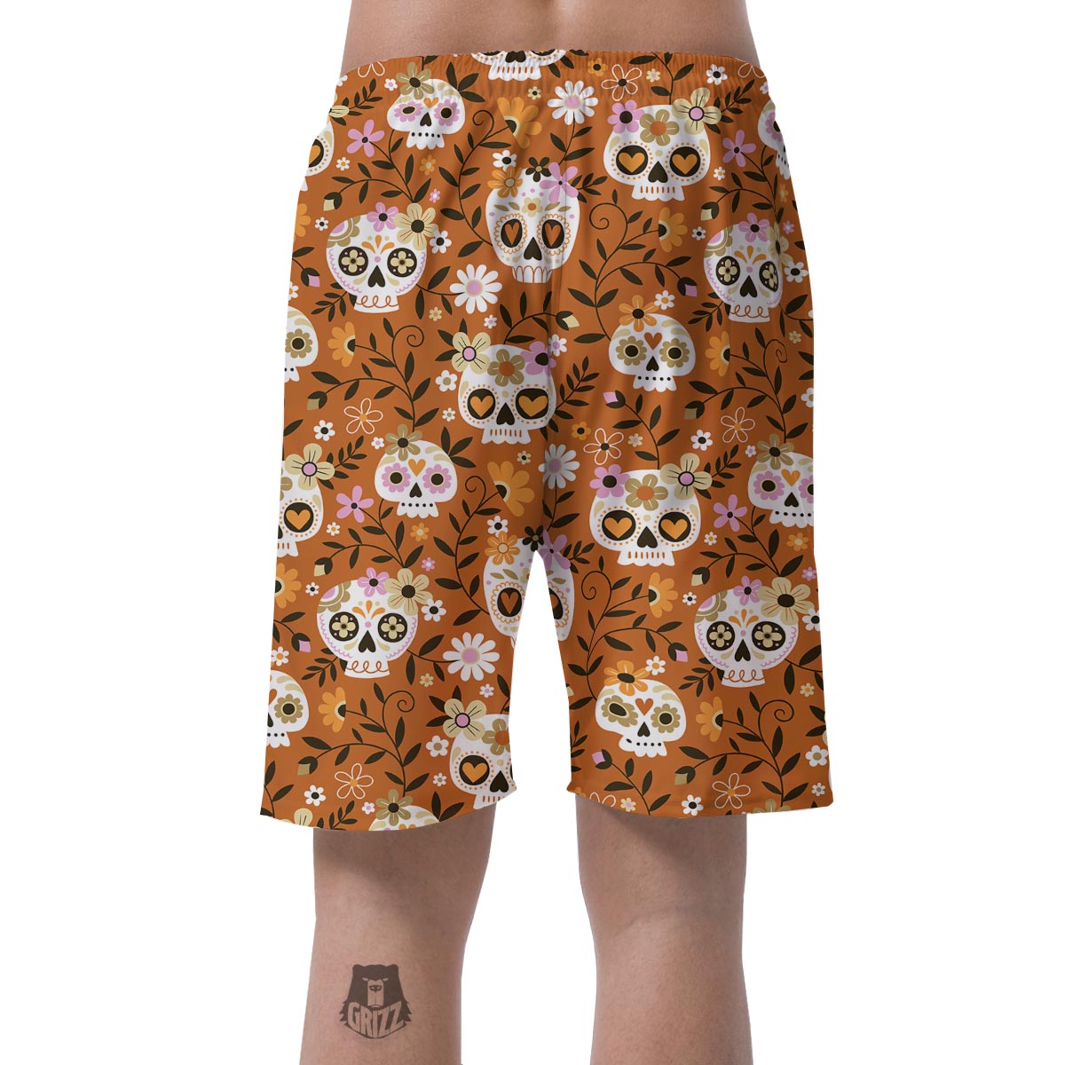 Yellow Sugar Skull Men's Shorts-grizzshop