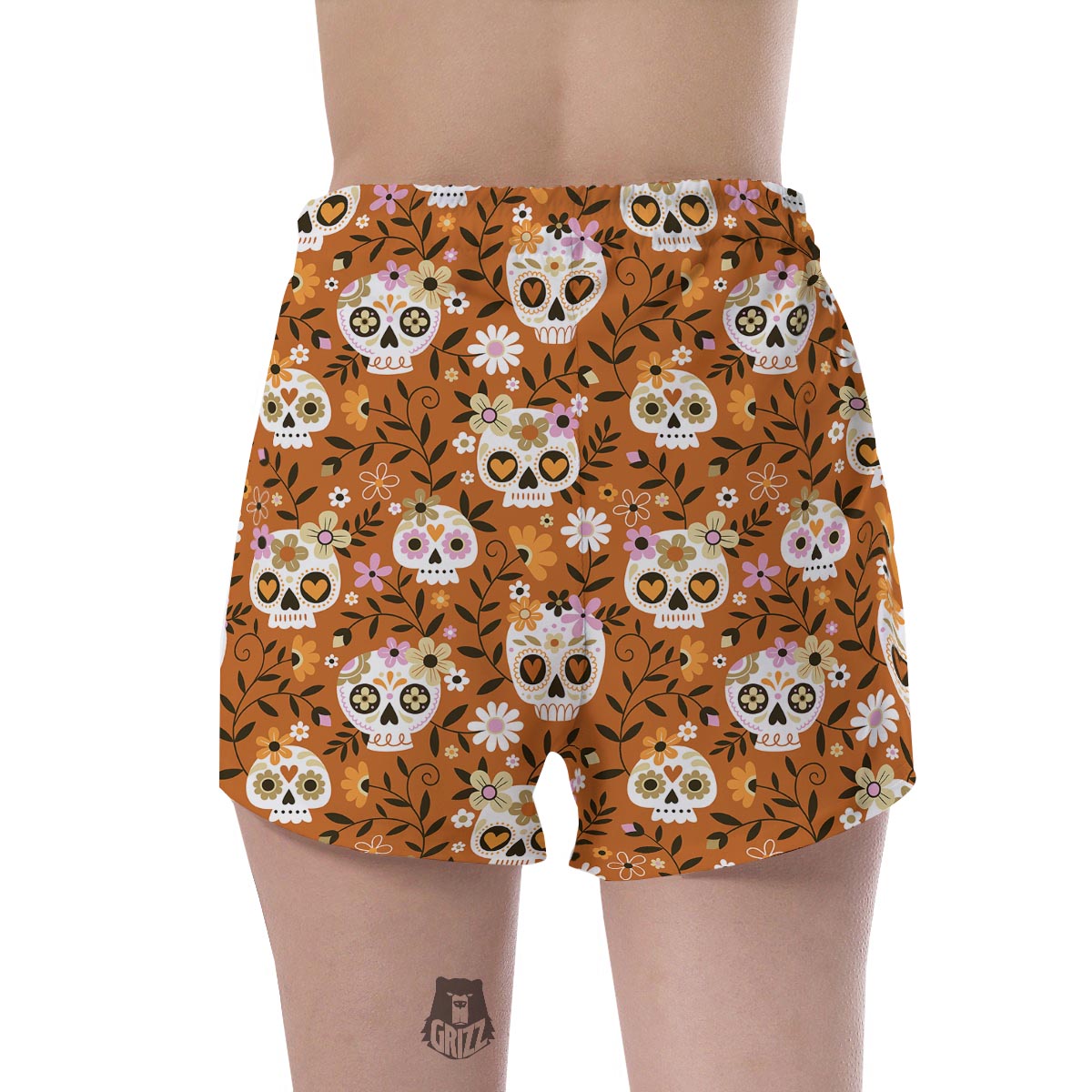 Yellow Sugar Skull Women's Shorts-grizzshop