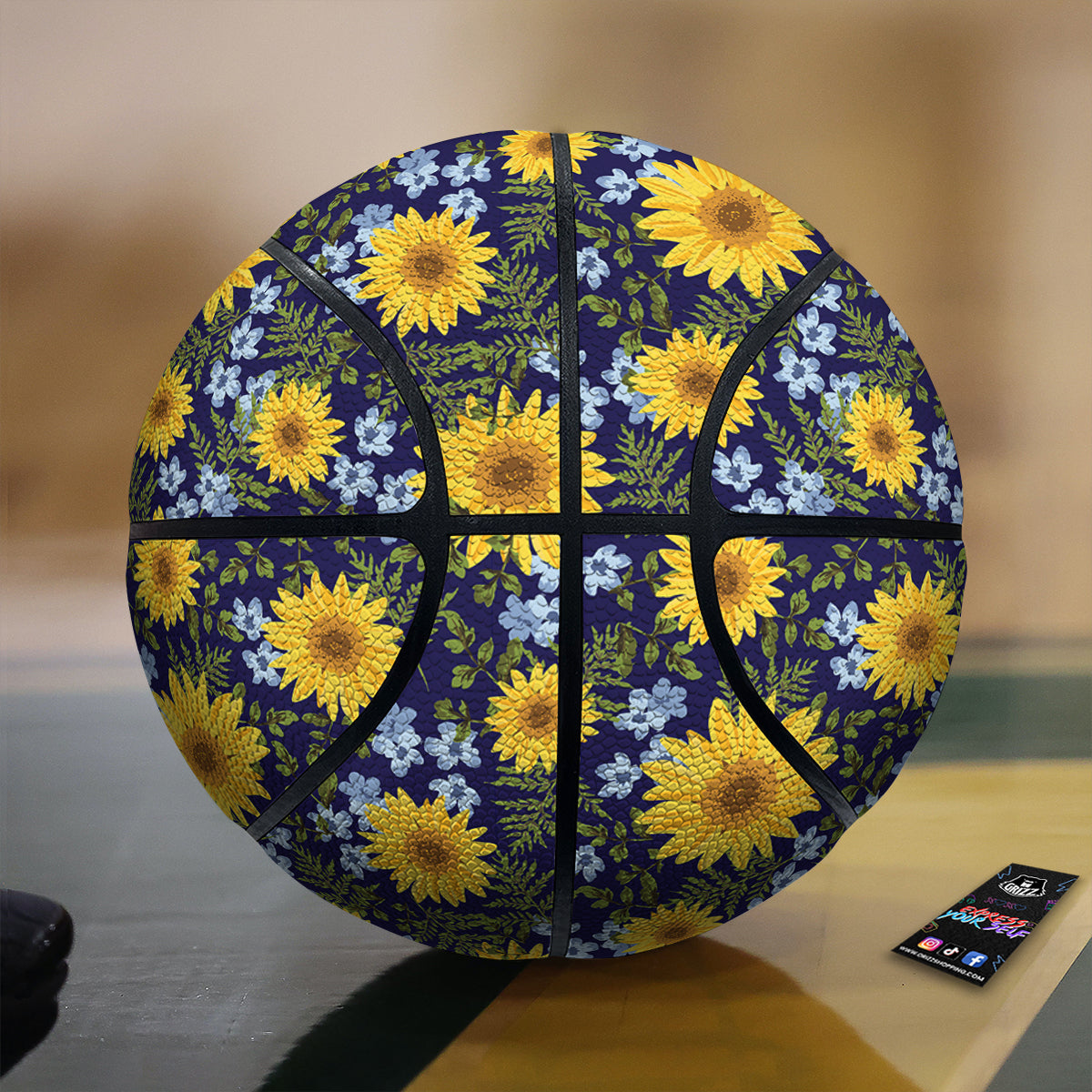Yellow Sunflower Floral Print Basketball-grizzshop